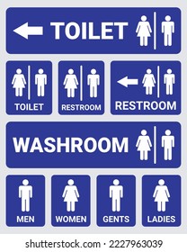 Toilet Restroom and Washroom Sign Set