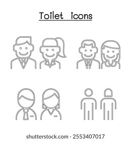 Toilet, Restroom, WC icon set in thin line style