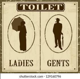 Toilet retro vintage grunge poster, vector illustrator