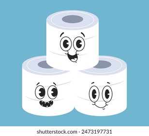 Toilet roll paper cute character isolated concept. Vector flat graphic design illustration
