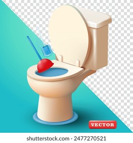 Bomba de goma de inodoro y aseo, Vector 3d. Adecuado para higiene y Elementos de diseño
