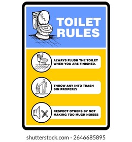 Toilet Rules, sign and sticker vector