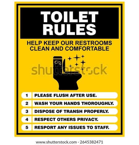 Toilet Rules, sign and sticker vector