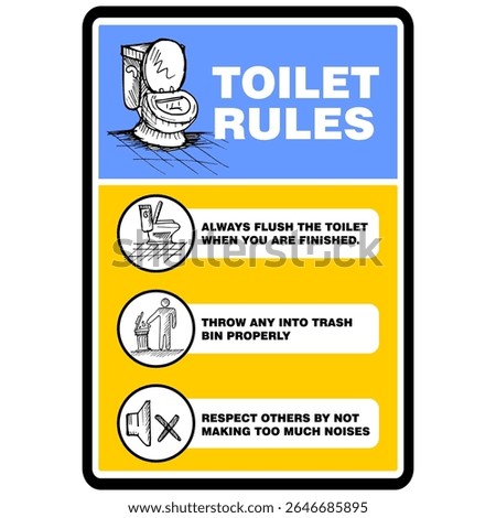 Toilet Rules, sign and sticker vector