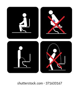 Toilet rules stickers set