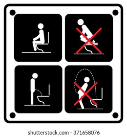 Toilet rules stickers set