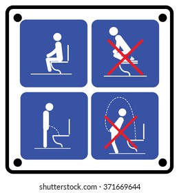 Toilet rules stickers set