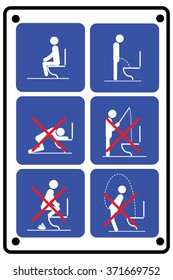 Toilet rules stickers set
