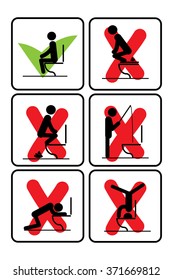 Toilet rules stickers set