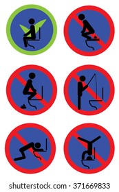 Toilet rules stickers set