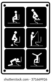 Toilet rules stickers set