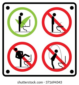 Toilet rules stickers set
