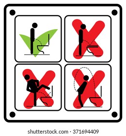 Toilet rules stickers set