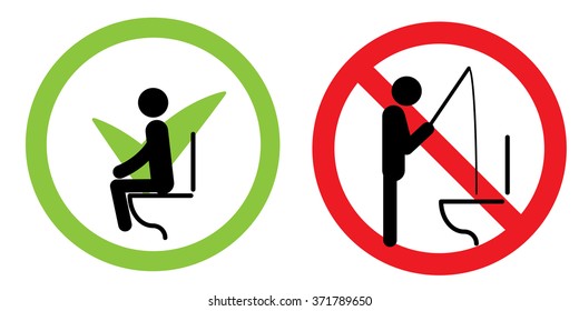 Toilet rules stickers set