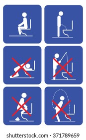 Toilet Rules Stickers Set Stock Vector (Royalty Free) 371789659 ...