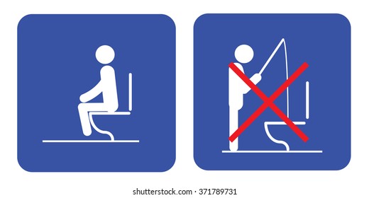 Toilet rules stickers set