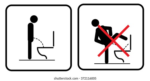 Toilet rules stickers set