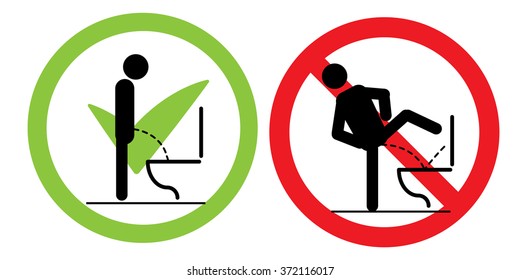Toilet rules stickers set