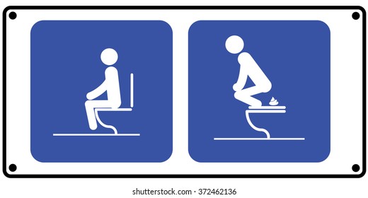 Toilet rules stickers set