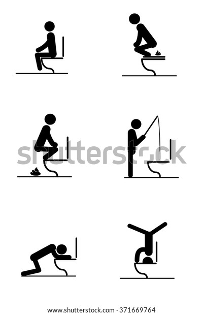 Toilet Rules Stickers Set Stock Vector (Royalty Free) 371669764