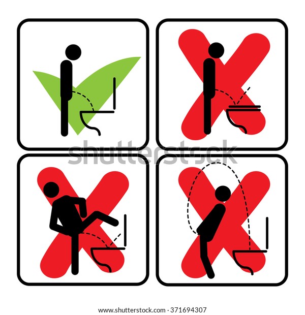 Toilet Rules Stickers Set Stock Vector (royalty Free) 371694307 