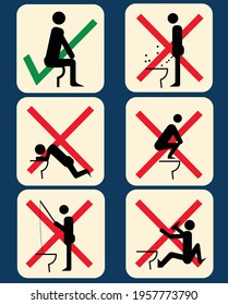 Toilet rules stickers set - toilet signs