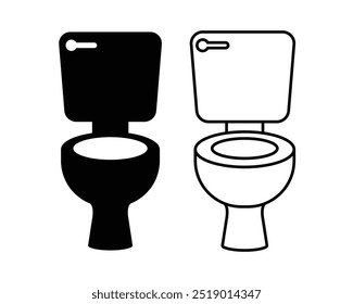 Toilet seat black and white flat vector icon design. Toilet bowl symbol and glyph design with editable stroke