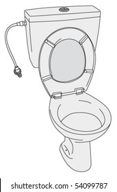 Toilet With The Seat And Lid Up, High View