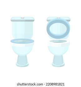 Toilet seat. Lowering the toilet seat, vector illustration