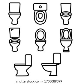 Toilet set line icon, logo isolated on white background, toilet bowl