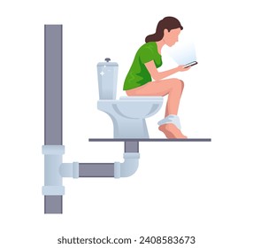 toilet sewer. draining waste through pipes. flat vector illustration.