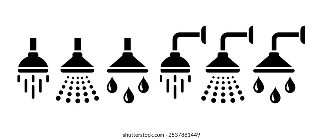 Toilet shower icons set. Shower bathroom badge, logo, label, sticker, Shower room sign. Vector Illustration