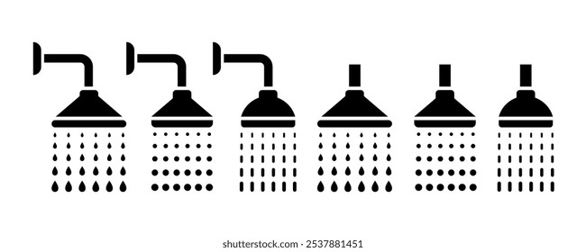 Toilet shower icons set. Shower bathroom badge, logo, label, sticker, Shower room sign. Vector Illustration