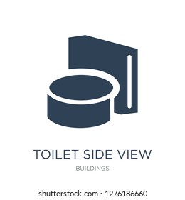 toilet side view icon vector on white background, toilet side view trendy filled icons from Buildings collection, toilet side view vector illustration