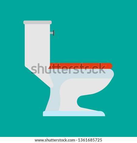 Toilet side view vector icon bathroom illustration. Person WC room. Restroom ceramic bowl flat equipment interior
