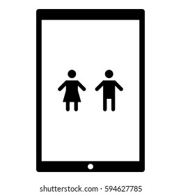 Toilet Sign Couple icon - Flat design, glyph style icon - Colored enclosed in a tablet