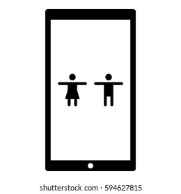Toilet Sign Couple icon - Flat design, glyph style icon - Colored enclosed in a phone