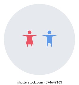 Toilet Sign Couple icon - Flat design, glyph style icon - Colored enclosed in a circle