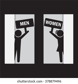 Toilet Sign, Fitting Room Sign Flat Icon Illustration