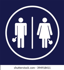 toilet Sign, Fitting room sign flat icon illustration, lady and gentleman symbol, purple background. fart