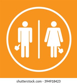 toilet Sign, Fitting room sign flat icon illustration, lady and gentleman symbol, purple background. fart