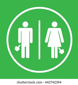 toilet Sign, Fitting room sign flat icon illustration, lady and gentleman symbol, toilet green background.