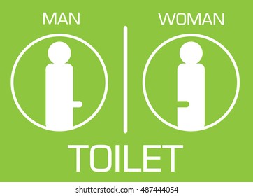 toilet Sign, Fitting room sign flat icon illustration, lady and gentleman symbol, toilet green background.