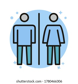 Toilet Sign Icon Design. WC and Bathroom Symbol Male and Female Vector Illustration