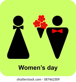 Toilet sign idea. Funny toilet sign with flower. WC. International women's day.
