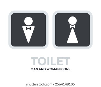 Toilet Sign with Man and Woman Icons, Essential for Public Facility Navigation, High-Quality Vector Stock Image