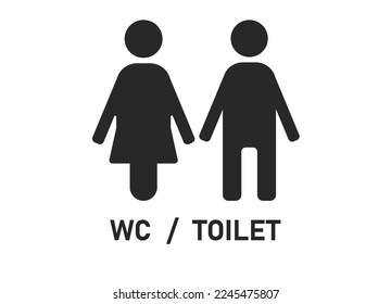 toilet sign. Men, women silhouette isolated on black background.