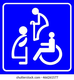 Toilet sign pregnant women aged and handicapped