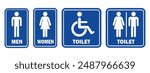 toilet sign printable public signage symbol man woman wc simple blue minimalist restroom area