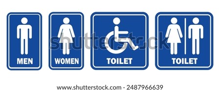 toilet sign printable public signage symbol man woman wc simple blue minimalist restroom area